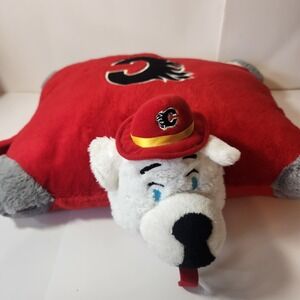 NHL Calgary Flames Harvey the Hound Pillow Pet Plush Red White Yellow Mascot
